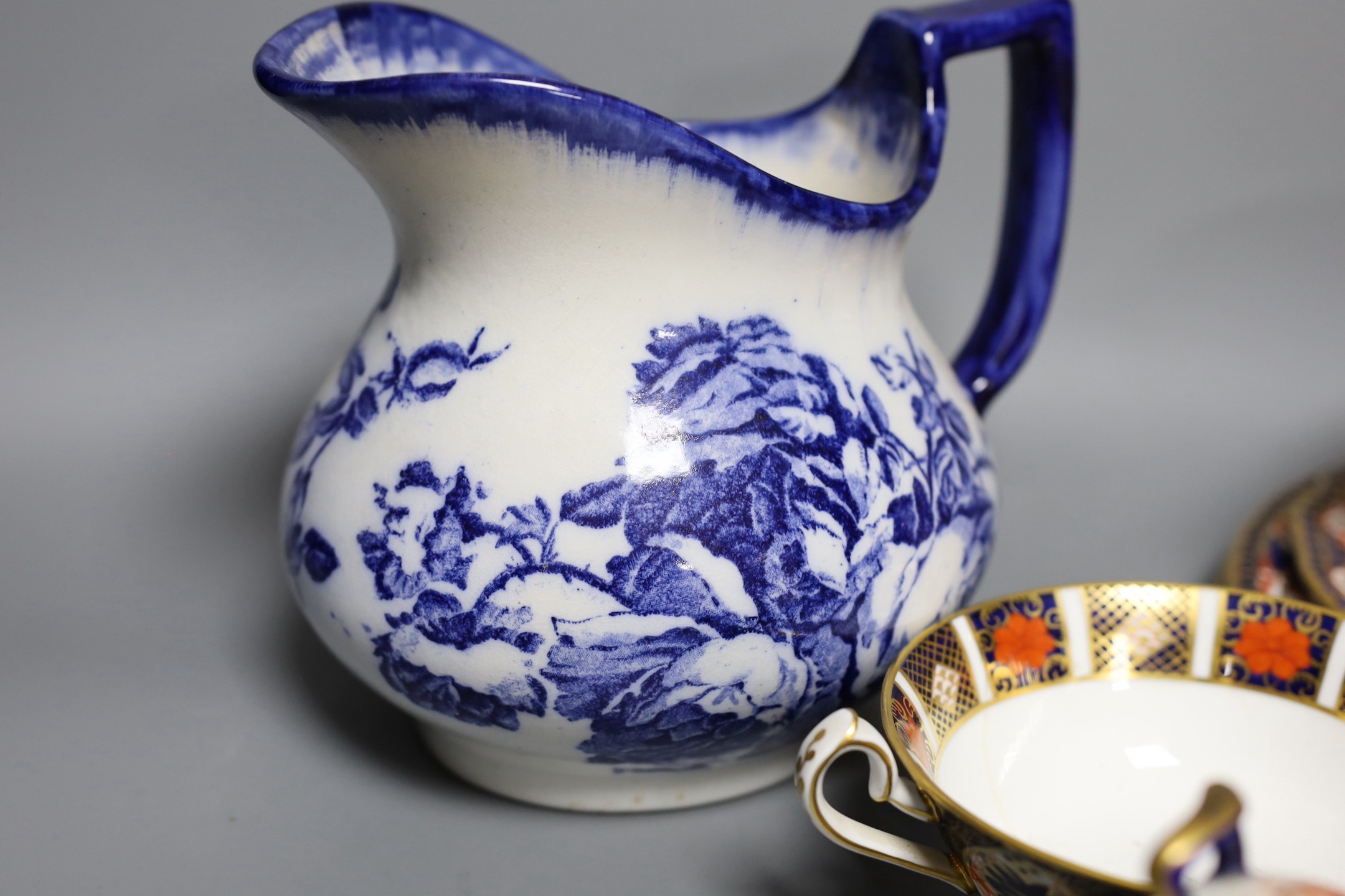 Royal Crown Derby tableware and blue and white jug